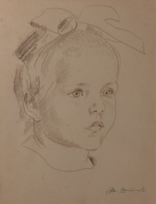 Young Girl with Ribbon in her Hair; Lipczinski, Albert (1876–1977); BIKGM.9329