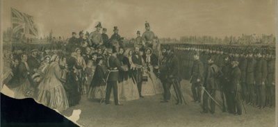 Presentation of a Silver Bugle by Mrs. Harrison given by Mrs. Brassey to the 1st Comp. 1st Cheshire. R.N.; Reynolds, George S; BIKGM.1117