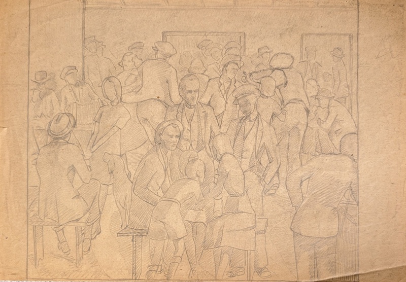 Sketch of Bar Interior; Burke, Thomas; BIKGM.7343.11