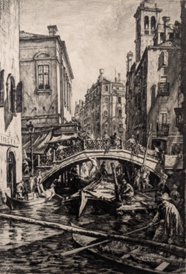 Canal and Bridge of SS Apostoli, Venice; Bone, Muirhead (1876-1953); 1916; BIKGM.9250