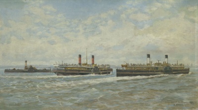 Ferry Boats on the Mersey 1890; Hopps, Harold; BIKGM.W207