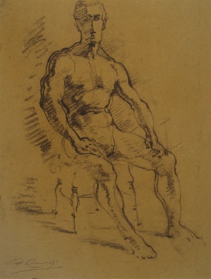 Nude Man Seated; Rosenvinge, Olaf (1913-2004); BIKGM.8829