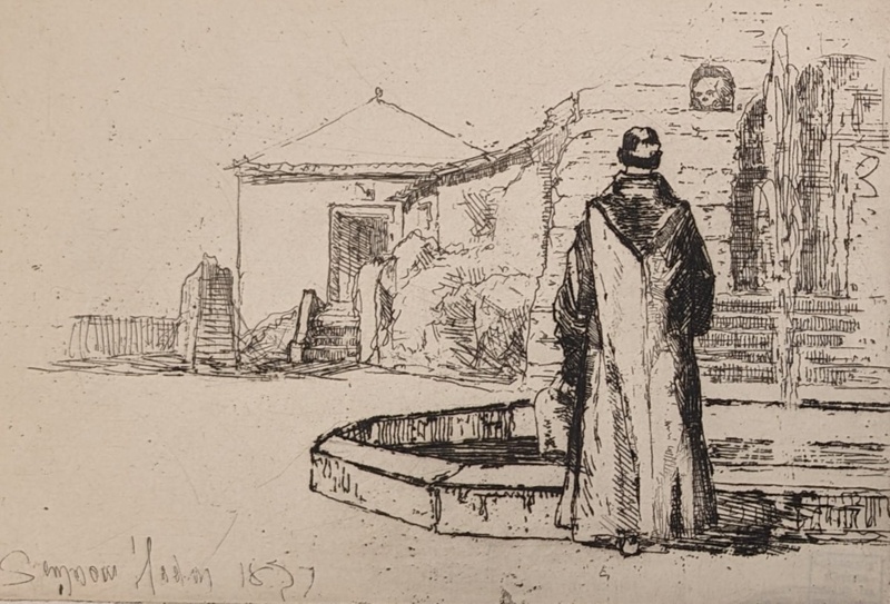 A Monk at a Fountain; Haden, Francis Seymour; BIKGM.224