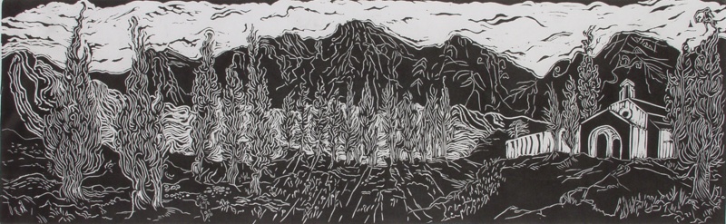 The Cypress is a Splash of Black in a Sunny Landscape; Curry, Gill; 2014; BIKGM.8581