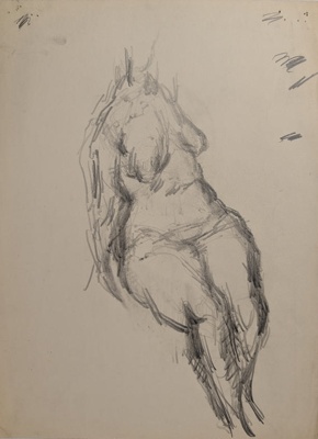 Female Nude, Arms Behind Back; Horsfield, Nicholas (1917-2005); BIKGM.8991