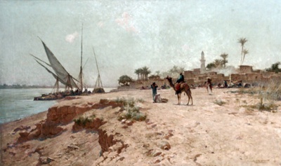 A Nile village; Kelly, Robert George Talbot; between 1883 and 1915; BIKGM.3