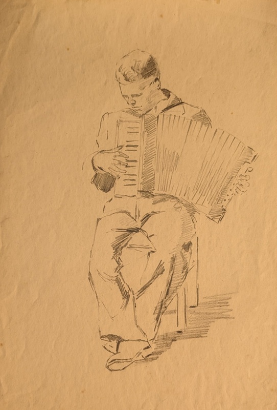 Portrait of Man With Accordion ; Burke, Thomas; 1941-1945; BIKGM.7343.73