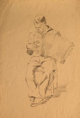 Portrait of Man With Accordion ; Burke, Thomas (1906-1945); 1941-1945; BIKGM.7343.73