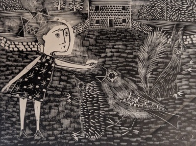 Little Girl with Animals and Birds; Jardine, George (1920-2002); BIKGM.6100