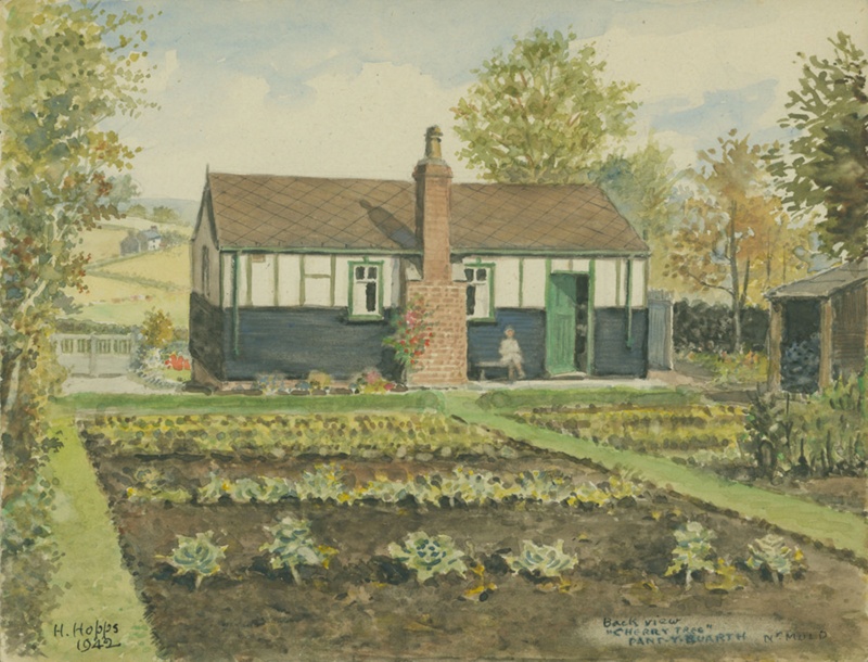 Back View of 'Cherry Tree' Bungalow near Pant-Y-Buarth 1942; Hopps, Harold; BIKGM.W397