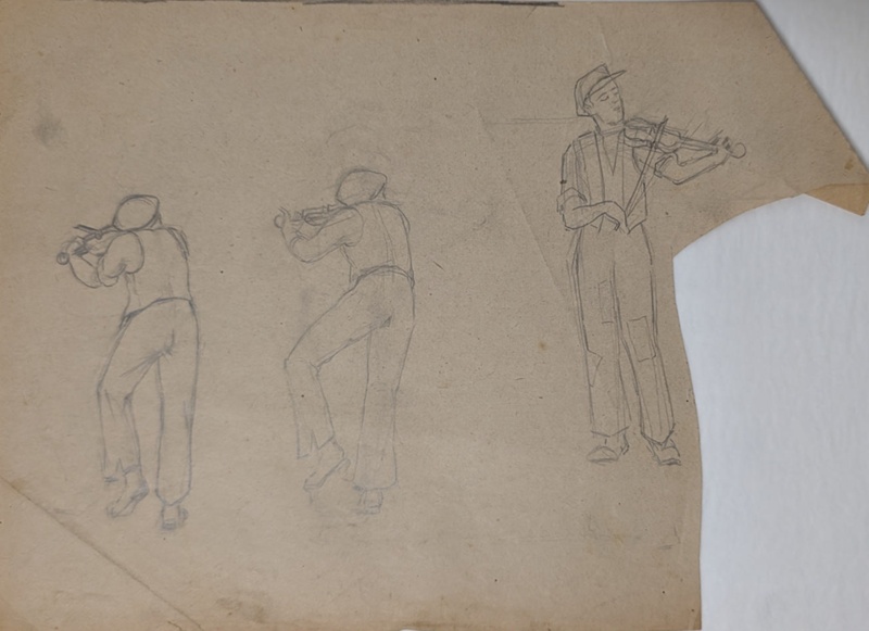 Sketches of Violinist ; Burke, Thomas; BIKGM.7343.13