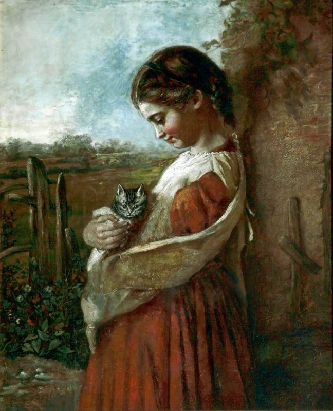 Young girl with cat (Nursery Rhyme Back); Banners, Florence E; BIKGM.W114