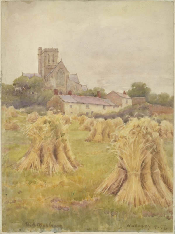 Wallasey Church and Cottages, Folly Lane 1906; Makinson, W A; BIKGM.W59