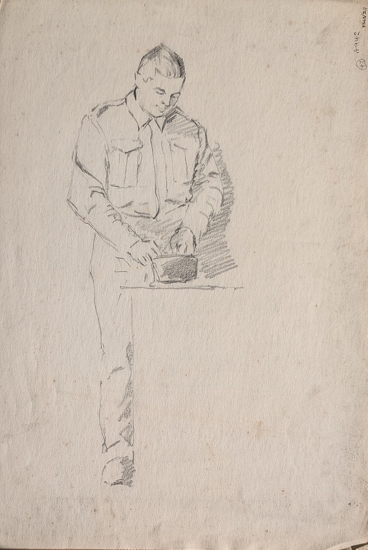 Two Sided Sketch of Military Personnel ; Burke, Thomas; 1941-1945; BIKGM.7343.29