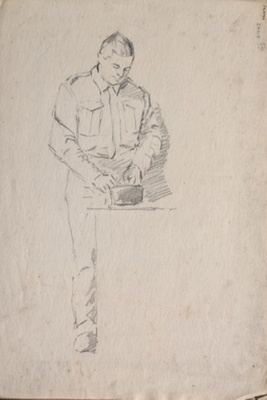 Two Sided Sketch of Military Personnel ; Burke, Thomas; 1941-1945; BIKGM.7343.29