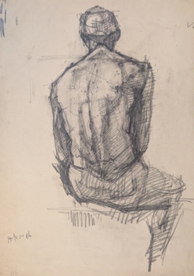 Seated Nude from Behind; Horsfield, Nicholas (1917-2005); c. 1986; BIKGM.8998