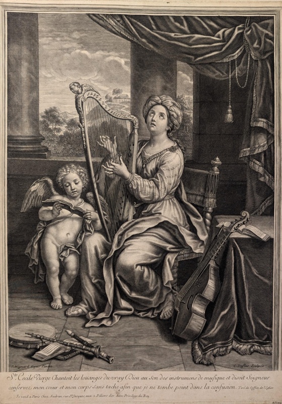 St Cecile (after Mignard); Duslos, Claud; BIKGM.1727a JM18