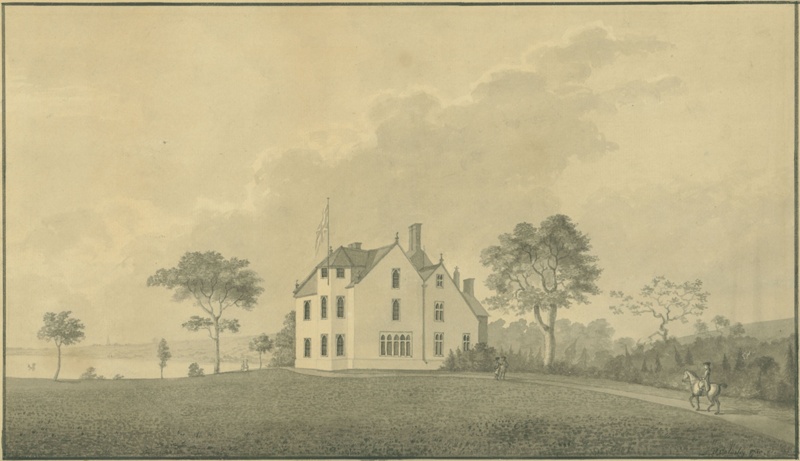 The House From the Lawn, With a Distant View of Bebington Spire, 1780; Calveley, J; BIKGM.1051