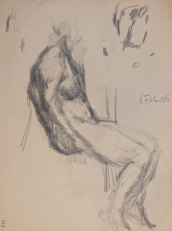Seated Nude from Side; Horsfield, Nicholas (1917-2005); 1955; BIKGM.8906