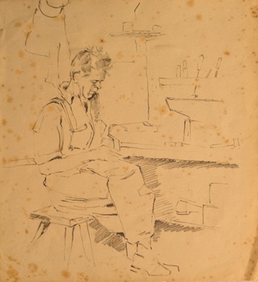 Portrait of Man in POW Camp ; Burke, Thomas (1906-1945); 1941-1945; BIKGM.7343.71