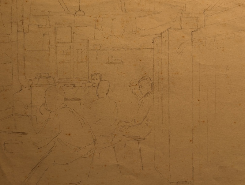 Sketch of Workroom Interior; Burke, Thomas; 1941-1945; BIKGM.7343.41