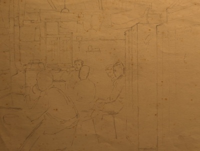 Sketch of Workroom Interior; Burke, Thomas; 1941-1945; BIKGM.7343.41