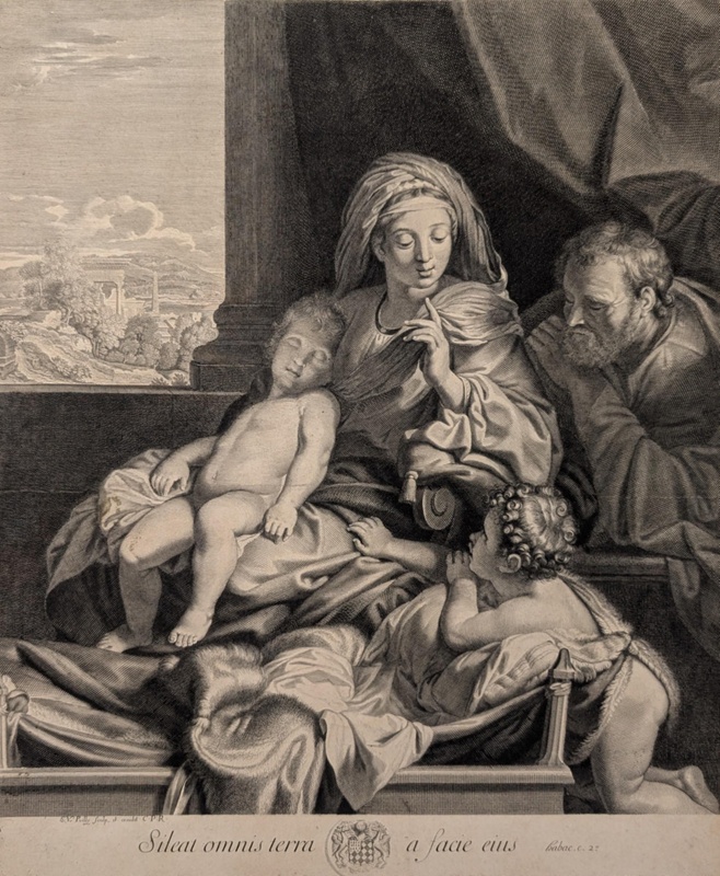 Holy Family with Sleeping Christ Child ("Silence") (After Le Brun); Poilly, Nicolas de; BIKGM.1727A JM14