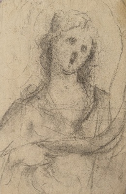 Rough Head and Shoulders Sketch of a Woman; BIKGM.6260