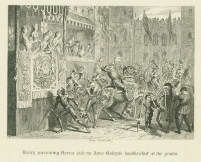 Henry Perceiving Norris pick up Anne Boleyn's Handkerchief at the Jousts; Cruikshank, George; BIKGM.1952af