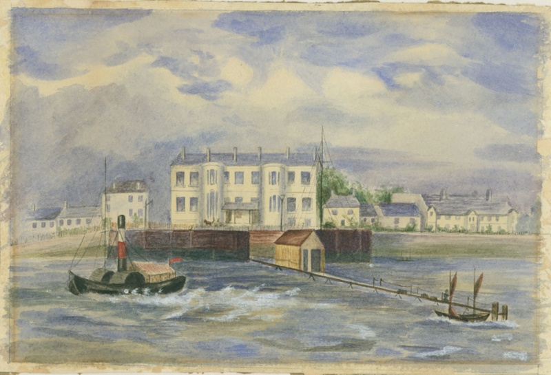 Seacombe Ferry and Parry's Hotel 1845; Unknown; BIKGM.W786