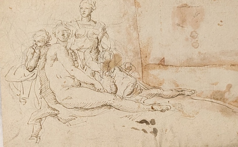 Figure Study of Group of Seated Nudes with Cherubs on Drapery; BIKGM.6284