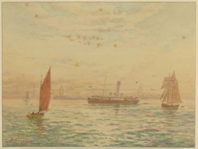 A Calm Summer Evening on the Mersey; Cox, C  Arthur; BIKGM.W82