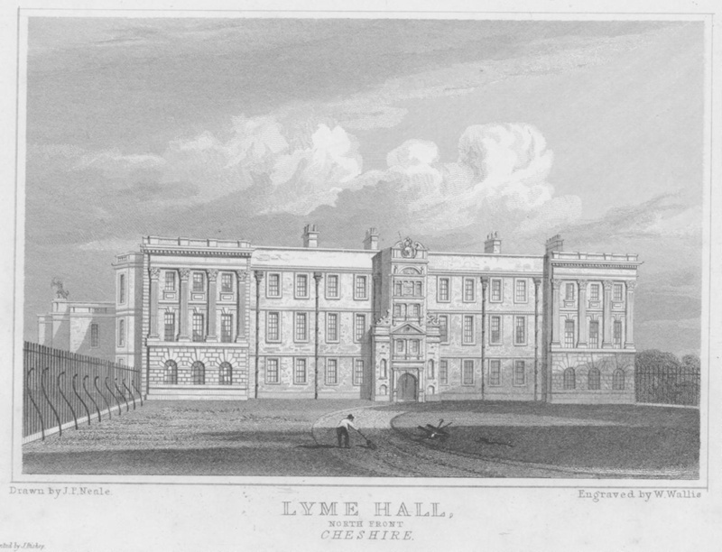 Lyme Hall, North Front, Cheshire 1824; Neale, J P; BIKGM.7747