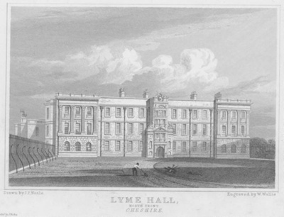 Lyme Hall, North Front, Cheshire 1824; Neale, J P; BIKGM.7747