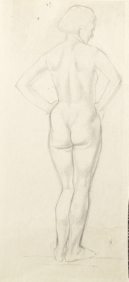 Female Nude - Back View - Full Length - Hands on Hips; Richards, Albert; 1935-1939; BIKGM.7072