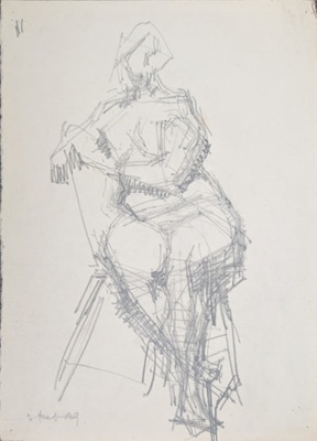Seated Nude, Arm Rested on Chair; Horsfield, Nicholas (1917-2005); BIKGM.8983