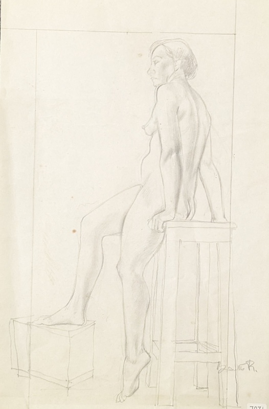 Female Seated Nude - Full Length Side View; Richards, Albert; 1935-1939; BIKGM.7071