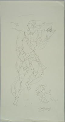 Two Figure Drawings; Rosenvinge, Olaf (1913-2004); 1983; BIKGM.8789