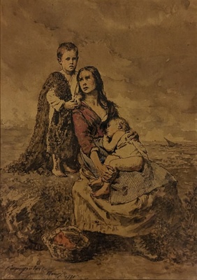 Fisherman's Wife with her Two Children; Campotosto, Henry; c.1873; BIKGM.8190