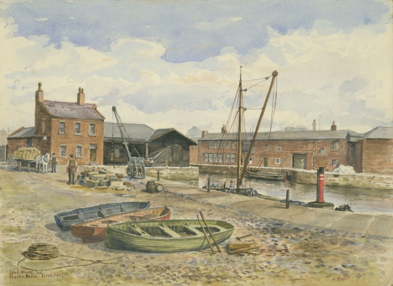 Lead-Wharf and Chester Basin, Liverpool 1927; Hopps, Harold; BIKGM.W325