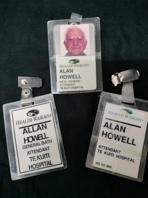 Te Kuiti Hospital ID Badges, belonged to Alan Howell.; Health Waikato; c1950; 2025.2151