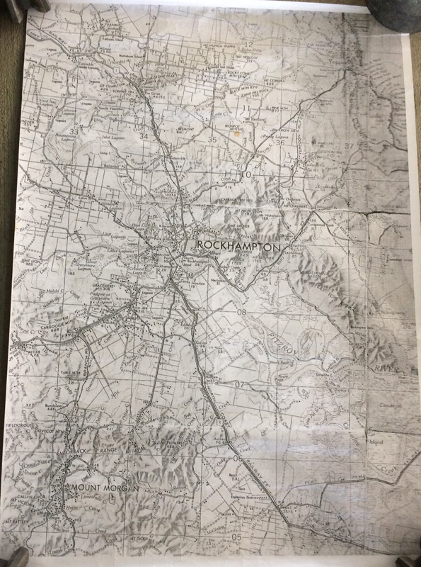 Map of Rockhampton area Nth to Yaamba & Sth to Mt Rail lines marked; A... eHive