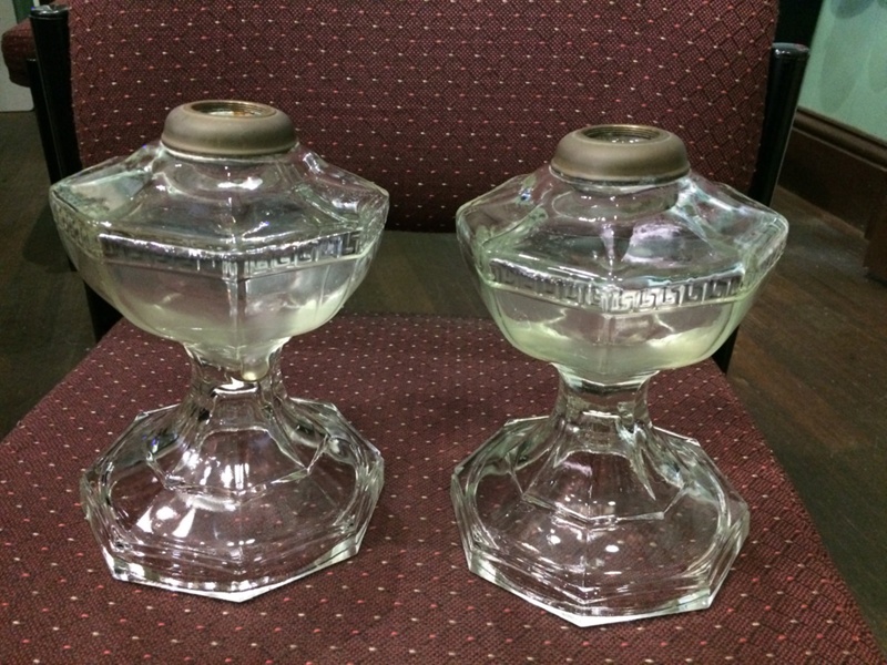 Glass lamp bases (2); A0423 eHive
