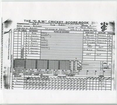 Cricket Scorecard - M&S Competition; 1981; OB0269-B Cricket Scorecard - M&S Competition; 1981; OB0269-B