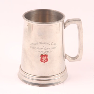 Object - Pewter Tankard - Briars Sporting Club - Double Wicket Competition; 1980-1981; OB0225 Object - Pewter Tankard - Briars Sporting Club - Double Wicket Competition; 1980-1981; OB0225