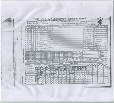 Cricket Scorecard - M&S Competition; 1981; OB0267-A Cricket Scorecard - M&S Competition; 1981; OB0267-A