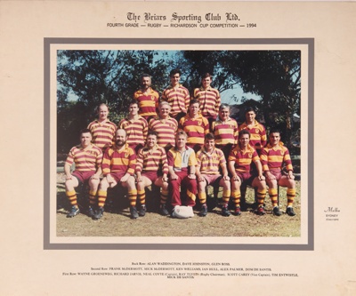 Photo: The Briars Sporting Club Ltd - Fourth Grade - Rugby - Richardson Cup Competition; 1994; P0196 Photo: The Briars Sporting Club Ltd - Fourth Grade - Rugby - Richardson Cup Competition; 1994; P0196