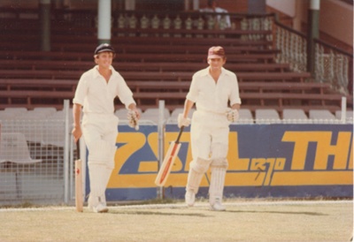 Photograph - Two cricketers emerging from the Members' Pavilion, Sydney Cricket Ground. ; 1995; P0220 Photograph - Two cricketers emerging from the Members' Pavilion, Sydney Cricket Ground. ; 1995; P0220