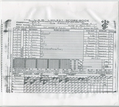 Cricket Scorecard - M&S Competition; 1981; OB0265-B Cricket Scorecard - M&S Competition; 1981; OB0265-B