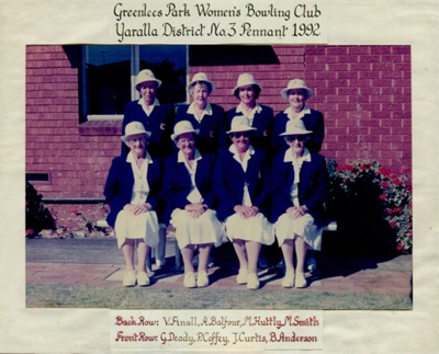Bowls - Greenlees Park Women's Bowling Club - Yaralla District No.3 Pennant 1992; 1992; P0034 Bowls - Greenlees Park Women's Bowling Club - Yaralla District No.3 Pennant 1992; 1992; P0034